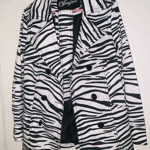 Jou Jou - Black & White Zebra Trench Coat